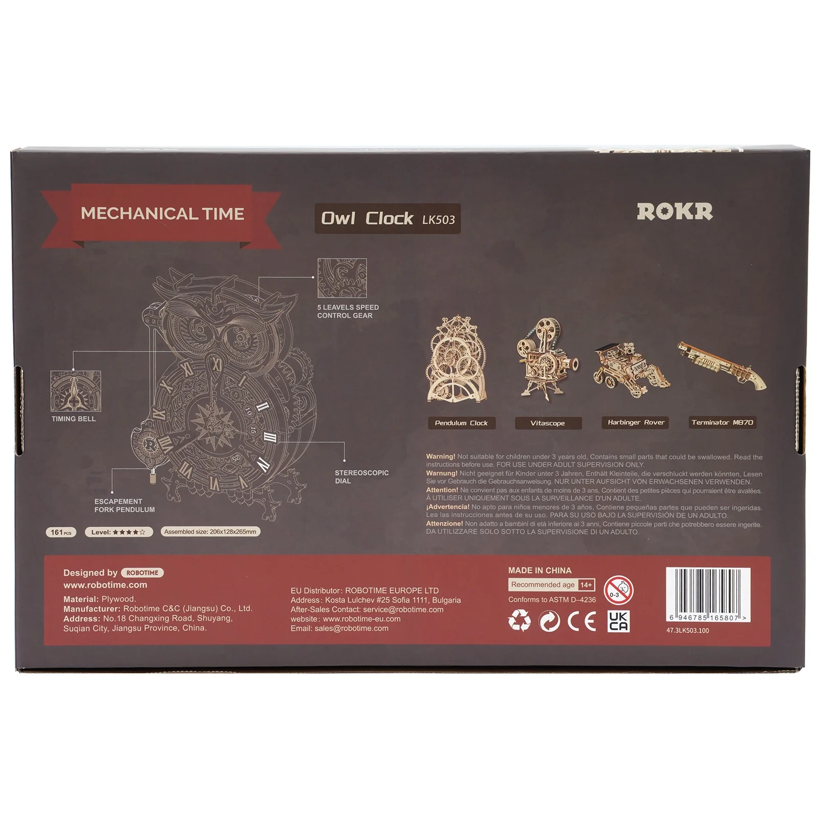 Robotime Owl Clock LK503 - Image 3