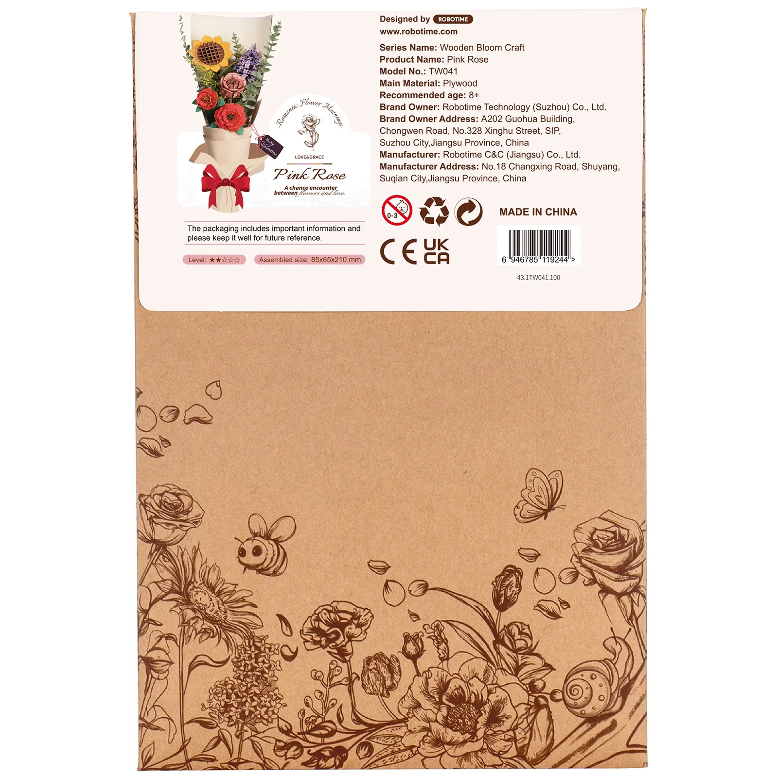 Robotime Pink Rose / Roze Roos TW041 - Image 3