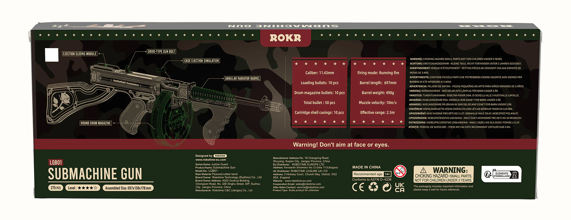 Robotime Thompson Submachine Gun LQB01 - Image 3